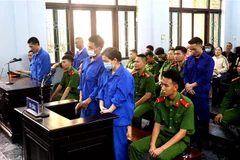 Các bị cáo tại phiên tòa. (Ảnh: Đỗ Huyền/TTXVN)