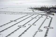 Đường ống dẫn khí đốt thuộc mỏ khí Bovanenkovo, được phát triển bởi Tập đoàn năng lượng Nga Gazprom, tại bán đảo Yamal ở Bắc Cực. (Ảnh: AFP/TTXVN)