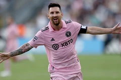 Messi ăn mừng bàn thắng trước Philadelphia Union tại Subaru Park. (Nguồn: CNN/Ảnh chụp màn hình)