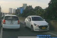 Hình ảnh chiếc xe đi ngược chiều trên Vành đai 3. (Nguồn: VTC News)