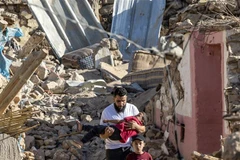 Cảnh đổ nát sau trận động đất ở Marrakesh (Maroc), ngày 9/9/2023. (Ảnh: AFP/TTXVN)