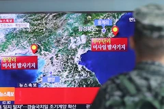 Một bản tin về việc Triều Tiên thử hạt nhân trên truyền hình Hàn Quốc. (Nguồn: Reuters)