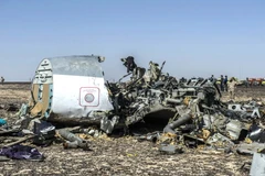 Mảnh vỡ máy bay A321 tại hiện trường ở Wadi al-Zolomat, bán đảo Sinai, Ai Cập ngày 1/11/2015. (Nguồn: AFP/ TTXVN)