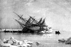 Hình vẽ vụ tàu HMS Terror chở đoàn thám hiểm người Anh bị đắm trong hành trình khám phá Bắc Cực hồi năm 1846.