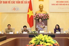 Chủ tịch Quốc hội Nguyễn Thị Kim Ngân dự và phát biểu tại Hội thảo. (Ảnh: Trọng Đức/TTXVN)