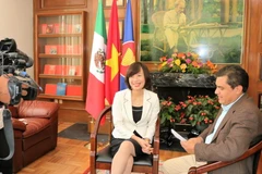 Đại sứ Việt Nam tại Mexico Lê Linh Lan tại buổi trả lời phỏng vấn hãng NOTIMEX. (Ảnh: Việt Hòa/Vietnam+)