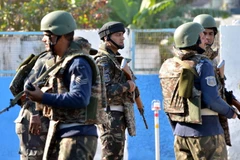 Binh sỹ Ấn Độ tuần tra gần căn cứ không quân Pathankot ngày 5/1. (Nguồn: THX/TTXVN)