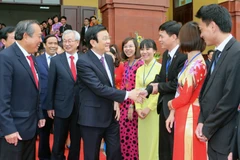 Chủ tịch nước Trương Tấn Sang đến dự Lễ Công bố Quyết định thành lập Học viện Tòa án và khai mạc kỳ thi tuyển chọn Thẩm phán năm 2016. (Ảnh: Nguyễn Khang/TTXVN)