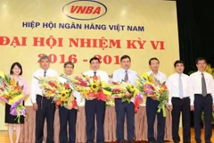 Tân Chủ tịch Hội đồng VNBA Phan Đức Tú (thứ tư từ trái sang) và các thành viên Hội đồng ra mắt Đại hội. (Nguồn: BIDV)
