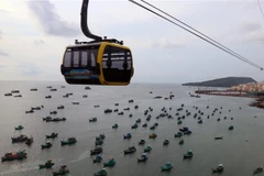 Cáp treo An Thới-Hòn Thơm, thành phố Phú Quốc (Kiên Giang). (Ảnh: Lê Huy Hải/TTXVN)