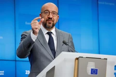 Chủ tịch Hội đồng châu Âu Charles Michel tại cuộc họp báo ở Brussels, Bỉ. (Ảnh: AFP/TTXVN)