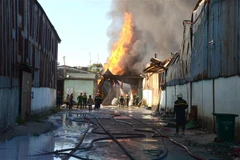 Hiện trường vụ cháy. (Ảnh: Quốc Dũng/TTXVN)