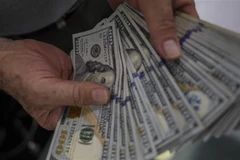 Kiểm tiền USB tại một quầy giao dịch tiền tệ. (Ảnh: AFP/TTXVN)