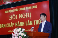 Bí thư Đảng ủy Khối các cơ quan Trung ương Huỳnh Tấn Việt phát biểu khai mạc hội nghị. (Ảnh: Phương Hoa/TTXVN)