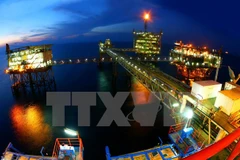 Các giàn khoan khai thác dầu khí của Liên doanh Vietsopetro tại mỏ Bạch Hổ. (Ảnh: Huy Hùng/TTXVN)