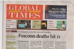 Ấn bản tiếng Anh của Nhật báo "Thời báo Hoàn Cầu" của Trung Quốc. (Nguồn: bjvingtsun.com)