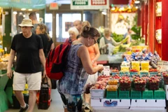 Người dân mua sắm tại một khu chợ ở Toronto, Canada. (Ảnh: THX/TTXVN)