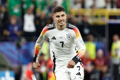 Kai Havertz ăn mừng sau bàn thắng mở tỷ số cho Đội tuyển Đức. (Ảnh: AFP/TTXVN)