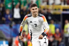 Kai Havertz ăn mừng sau bàn thắng mở tỷ số cho Đội tuyển Đức. (Ảnh: AFP/TTXVN)