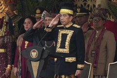 Lễ kỷ niệm 79 năm quốc khánh Indonesia được tổ chức tại Cung điện Garuda ở Thủ đô mới Nusantara. (Nguồn: AP)