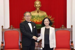 Thường trực Ban Bí thư Trương Thị Mai tiếp Đại sứ Nhật Bản tại Việt Nam Yamada Takio. (Ảnh: Phương Hoa/TTXVN)