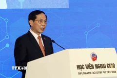 Bộ trưởng Ngoại giao Bùi Thanh Sơn phát biểu bế mạc Diễn đàn Tương lai ASEAN 2024. (Ảnh: An Đăng/TTXVN)