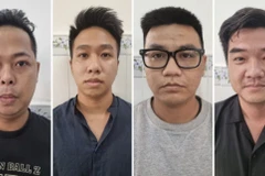 Các đối tượng Thái, Tài, Chương và Phúc (từ trái qua). (Ảnh: TTXVN phát)