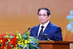 Thủ tướng Phạm Minh Chính phát biểu tri ân người có công với cách mạng. (Ảnh: Dương Giang/TTXVN)