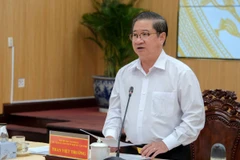 Chủ tịch UBND thành phố Cần Thơ Trần Việt Trường phát biểu tại hội nghị. (Ảnh: Thanh Liêm/TTXVN)