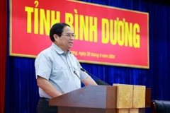 Thủ tướng Phạm Minh Chính phát biểu kết luận buổi làm việc với lãnh đạo tỉnh Bình Dương. (Ảnh: Dương Giang/TTXVN)