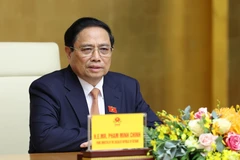 Thủ tướng Phạm Minh Chính phát biểu tại cuộc tiếp ông Narayana Murthy - đồng sáng lập hãng phần mềm Infosys (Ấn Độ). (Ảnh: Dương Giang/TTXVN)