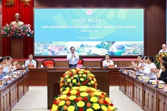 Thủ tướng Phạm Minh Chính, Chủ tịch Hội đồng điều phối vùng Đồng bằng sông Hồng chủ trì Hội nghị lần thứ tư của Hội đồng. (Ảnh: Dương Giang/TTXVN)