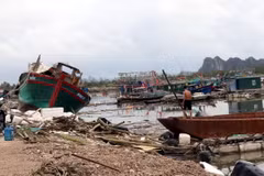 Bão số 3 gây thiệt hại nặng nề cho người nuôi biển tại Quảng Ninh. (Ảnh: Văn Đức/TTXVN)