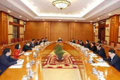 Tổng Bí thư Nguyễn Phú Trọng chủ trì phiên họp đầu tiên Tiểu ban Nhân sự Đại hội XIV của Đảng. (Ảnh: Trí Dũng/TTXVN)