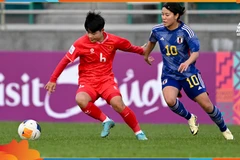 U20 Nữ Việt Nam (áo đỏ) không thể tạo nên bất ngờ trước Nhật Bản. (Nguồn: AFC)