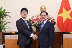 Bộ trưởng Ngoại giao Bùi Thanh Sơn tiếp Hạ nghị sỹ, Thứ trưởng Ngoại giao Nhật Bản Komuru Masahiro. (Ảnh: An Đăng/TTXVN)