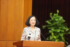 Thường trực Ban Bí thư Trương Thị Mai biểu tại hội nghị. (Ảnh: Văn Dũng/TTXVN)