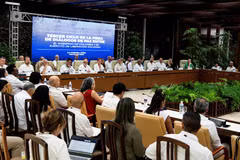 Quang cảnh vòng đàm phán hòa bình giữa Chính phủ Colombia và ELN tại La Habana, Cuba, ngày 2/5/2023. (Ảnh: AFP/TTXVN)