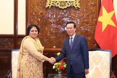 Chủ tịch nước Võ Văn Thưởng tiếp Đại sứ Cộng hoà Hồi giáo Pakistan Samina Mehtab. (Ảnh: Thống Nhất/TTXVN)