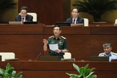 Đại tướng Phan Văn Giang, Bộ trưởng Bộ Quốc phòng giải trình, làm rõ một số vấn đề đại biểu Quốc hội nêu. (Ảnh: An Đăng/TTXVN)