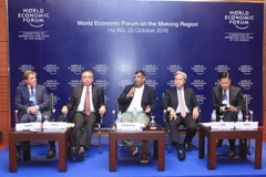 Họp báo giới thiệu Diễn đàn Kinh tế thế giới về khu vực Mekong. (Nguồn: TTXVN)