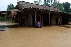 Hương Khê có hơn 2.000 nhà bị ngập và nhiều xã bị cô lập. (Ảnh: Việt Hoàng/Vietnam+)