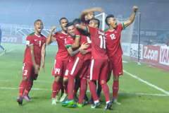 Niềm vui của các cầu thủ Indonesia khi ngược dòng thắng Thái Lan 2-1. (Nguồn: AFF Suzuki Cup)
