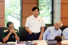 Đại biểu Quốc hội Thành phố Hồ Chí Minh Nguyễn Đức Sáu phát biểu tại tổ. (Ảnh: Phạm Kiên/TTXVN)