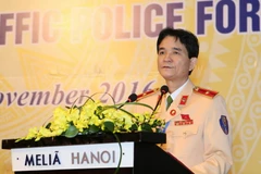 Thiếu tướng Trần Sơn Hà, Cục trưởng Cục Cảnh sát giao thông phát biểu. (Ảnh: Doãn Tấn/TTXVN)