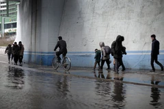 Lũ lụt ở Triều Tiên. (Nguồn: AP)