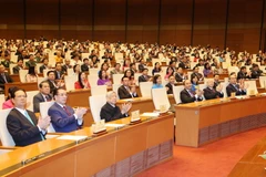 Các lãnh đạo, nguyên lãnh đạo Đảng, Nhà nước dự lễ bế mạc Kỳ họp. (Ảnh: Trọng Đức/TTXVN)