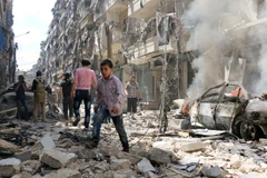 Cảnh đổ nát ở Aleppo. (Nguồn: AFP)