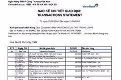 Thống kê số tiền ủng hộ hỗ trợ đồng bào bị thiệt hại do cơn bão số 3 gây ra qua số tài khoản Vietinbank từ ngày 10/9-12/9. (Ảnh: PV/Vietnam+)