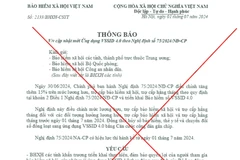 Công văn giả mạo cơ quan Bảo hiểm xã hội Việt Nam. (Ảnh: PV/Vietnam+)